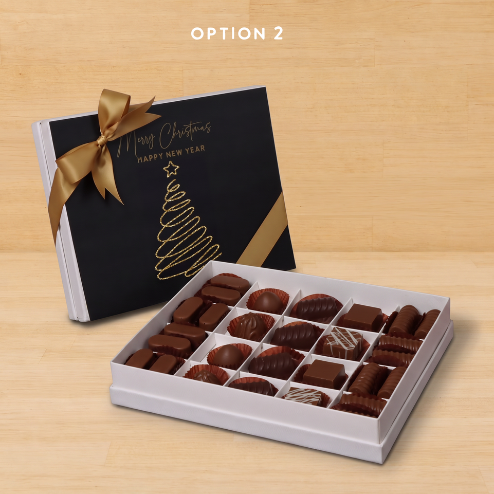Season's greetings, Merry Christmas & happy new year designed premium chocolate 20 piece hard box