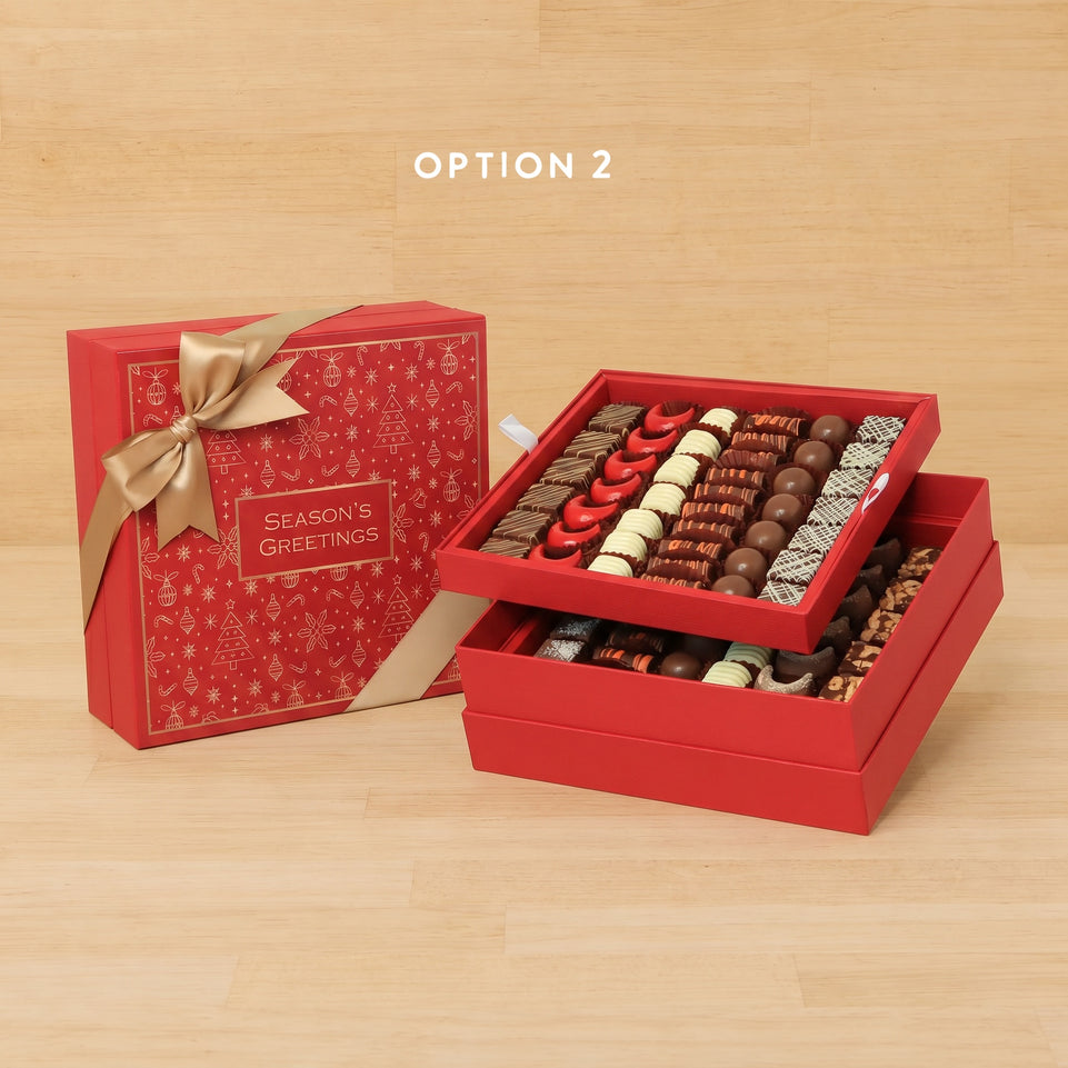 Season's greetings Christmas designed premium chocolate 2-layer hard box