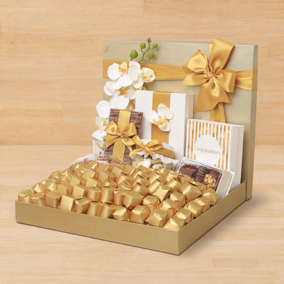 Congratulation's elegant designed chocolate and sweets gift