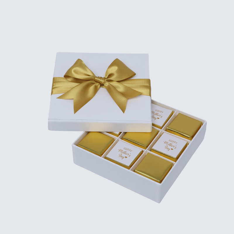 "Happy mother's day" gold designed 9-piece chocolate hard box