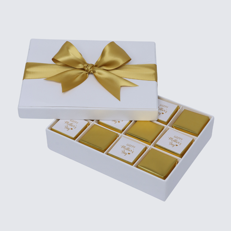 "Happy mother's day" gold designed 12-piece chocolate hard box