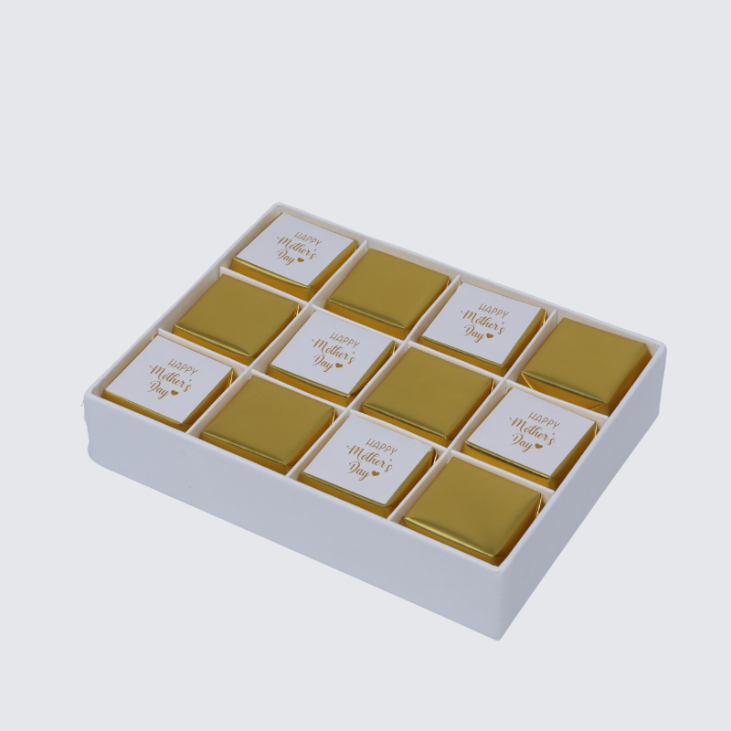 "Happy mother's day" gold designed 12-piece chocolate hard box