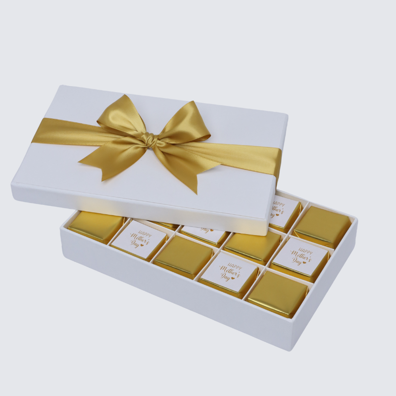 "Happy mother's day" gold designed 15-piece chocolate hard box