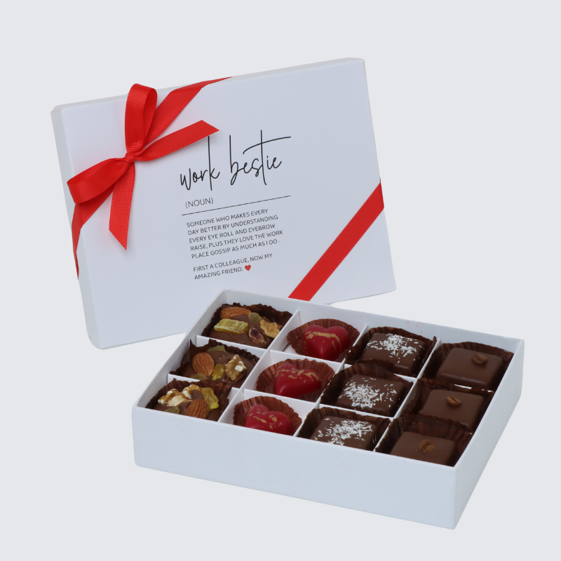 "Work bestie" designed 12-piece chocolate hard box