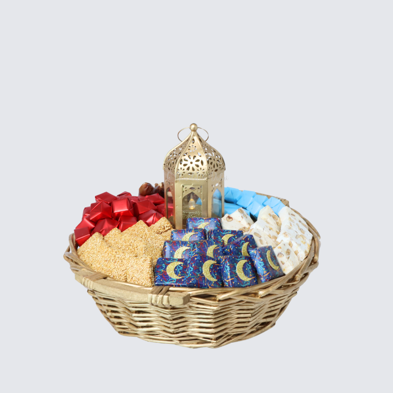 Ramadan Eid Designed Chocolate & Sweets Round Basket