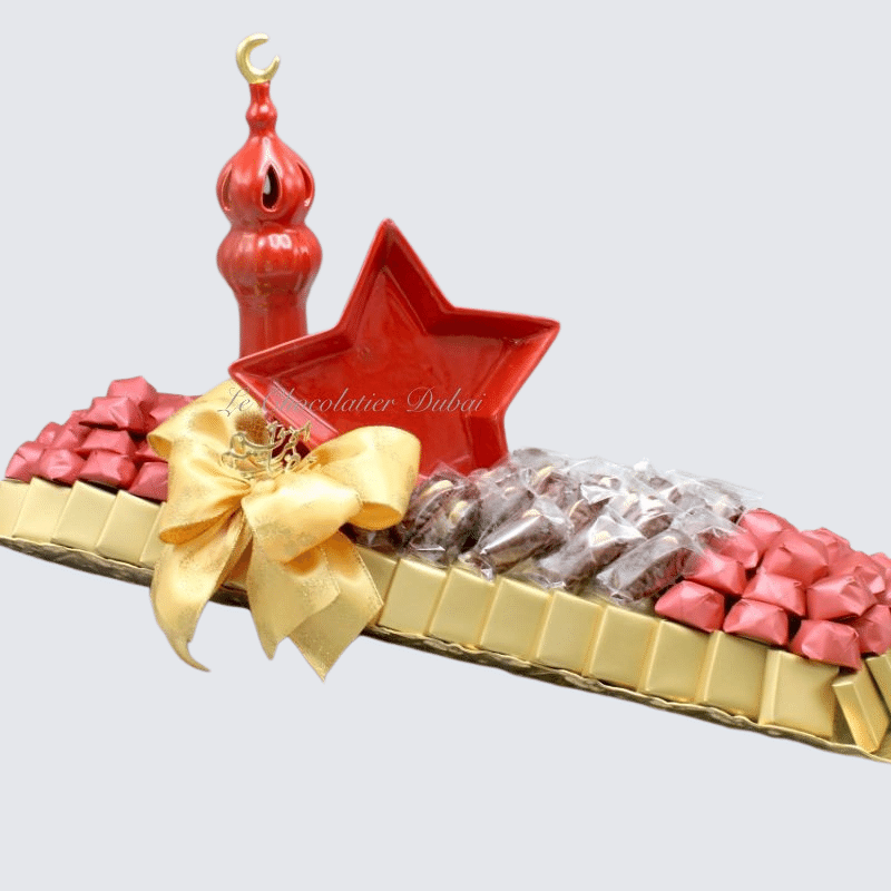 Luxury ramadan eid chocolate & sweets gold metallic tray