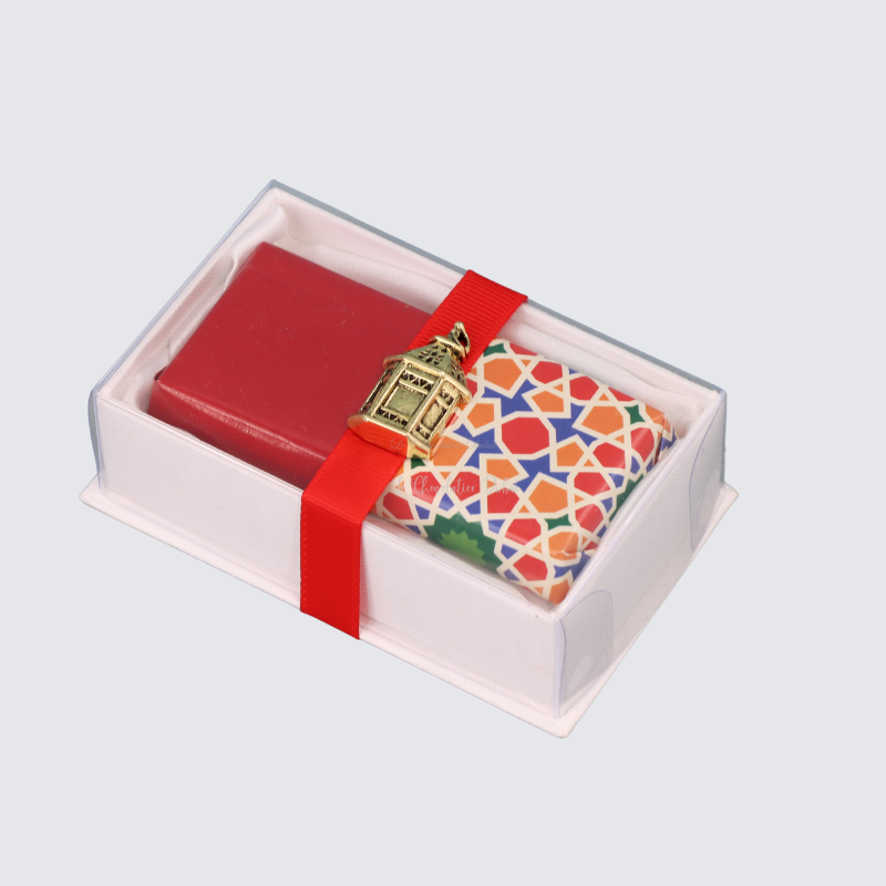 Ramadan eid geometric red designed chocolate view top box