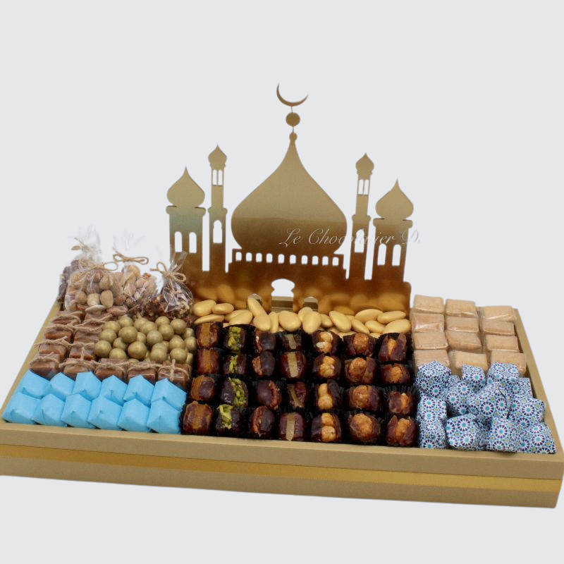 RAMADAN EID DECORATED CHOCOLATE & SWEETS LEATHER TRAY