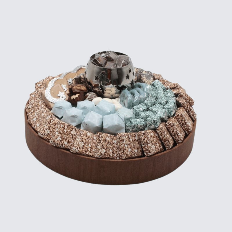 Ramadan eid decorated chocolate & sweets leather tray