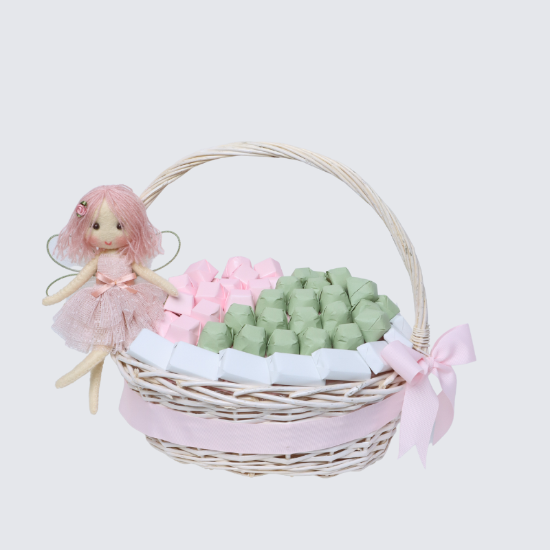 BABY GIRL FAIRY TOY DECORATED CHOCOLATE MEDIUM BASKET