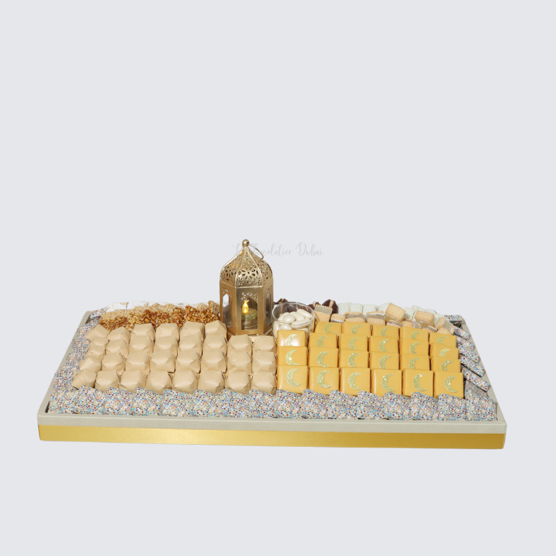 RAMADAN EID CHOCOLATE & SWEETS DECORATED LEATHER TRAY