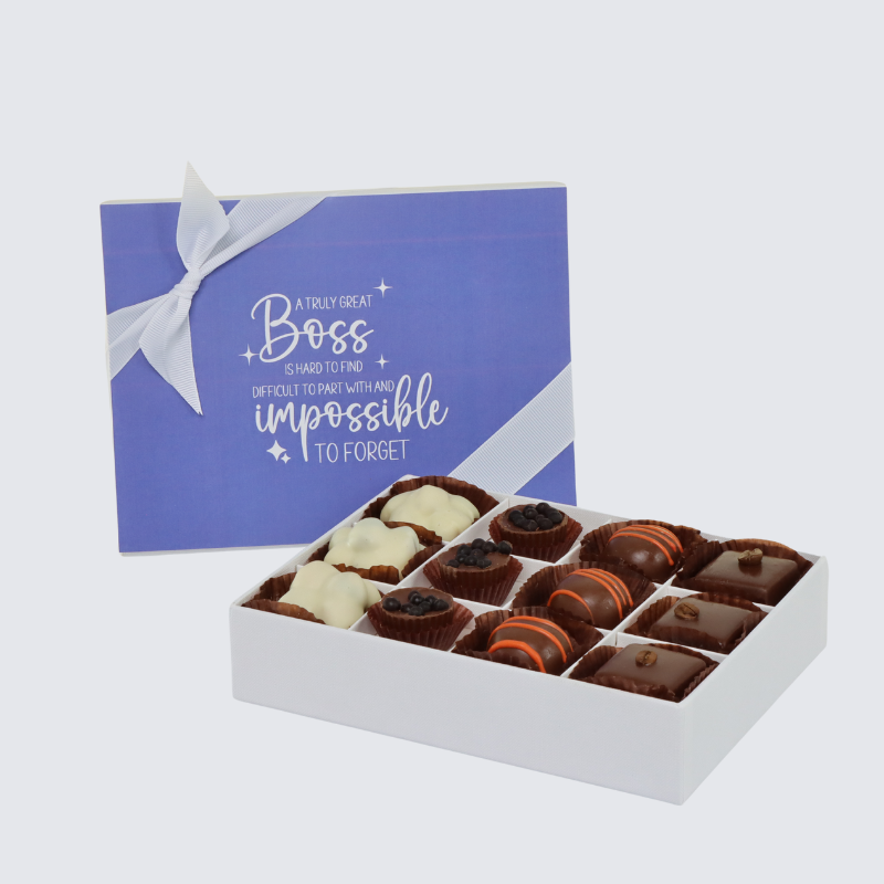 "Message to boss" retirement designed 12-piece chocolate hard box