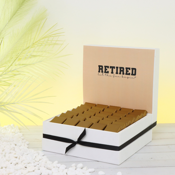 "Let the fun begin" retirement designed premium chocolate large hamper