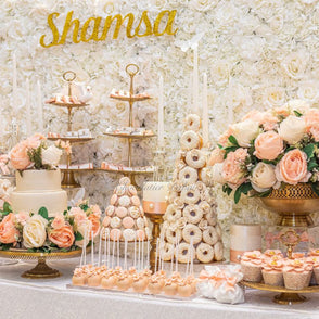 Bridal floral luxury dessert table
