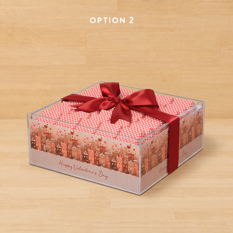 Cupid's village Happy Valentine's Day designed premium chocolate acrylic tray