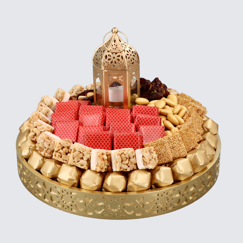 RAMADAN EID CHOCOLATE & SWEET ROUND WOOD TRAY