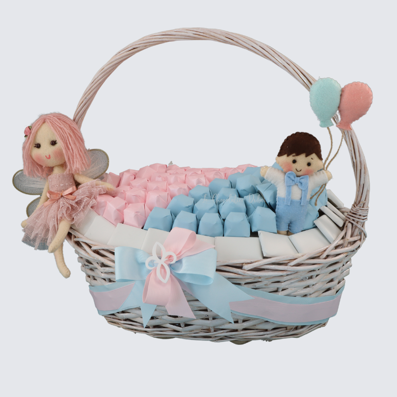 Baby twin designed chocolate medium basket