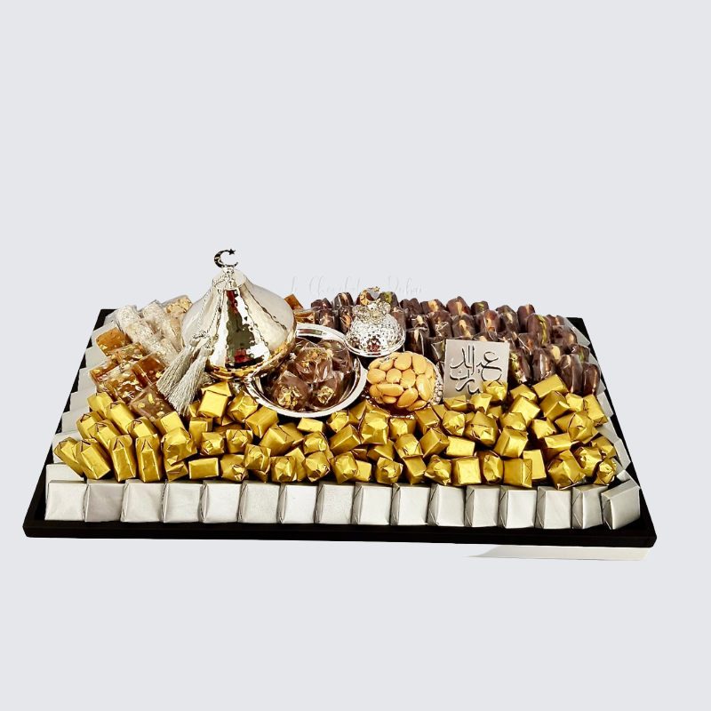 Luxury ramadan chocolate & sweets leather tray