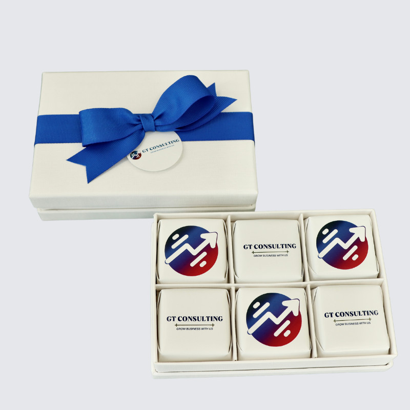 CORPORATE BRANDED CHOCOLATE 6-PIECE HARD BOX