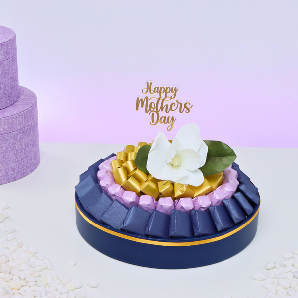 Happy mother's day flower decorated chocolate leather round tray