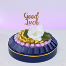 Good luck flower decorated premium chocolate leather round tray