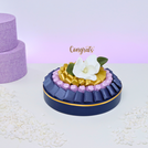 Congrats flower decorated premium chocolate leather round tray