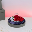 Happy anniversary orchid decorated chocolate leather round tray