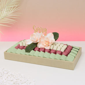 Sorry peach magnolia decorated chocol...