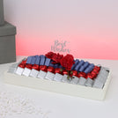 Best wishes orchid decorated chocolate medium leather tray