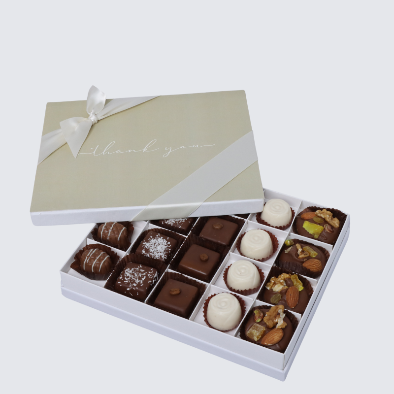 "Thank you" minimalist designed 20-piece chocolate hard box