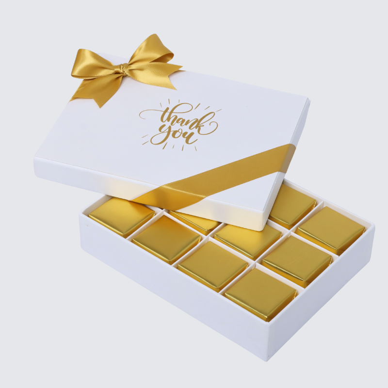 "Thank you" sun streak designed 12-piece chocolate hard box