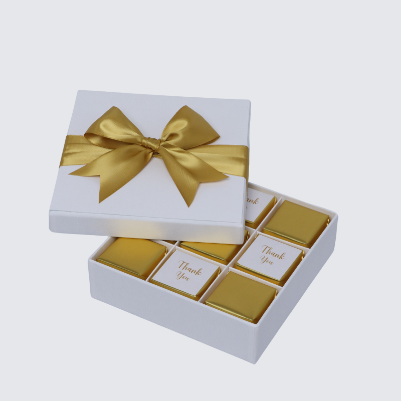 "Thank you" gold designed 9-piece chocolate hard box