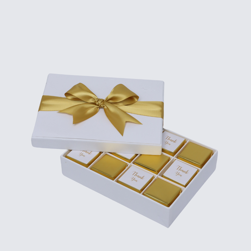 "Thank you" gold designed 12-piece chocolate hard box