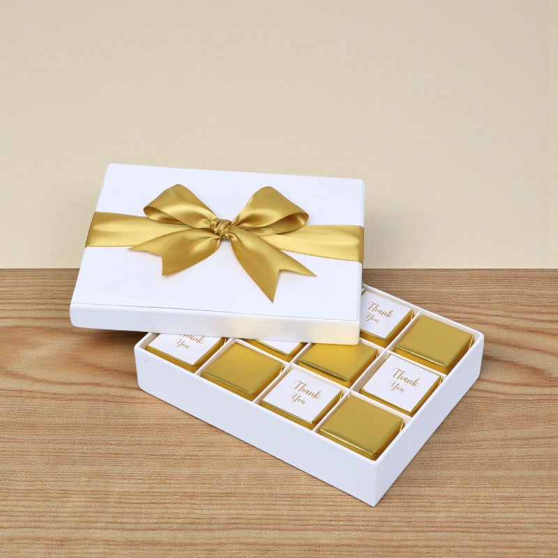 "Thank you" gold designed 12-piece premium chocolate hard box