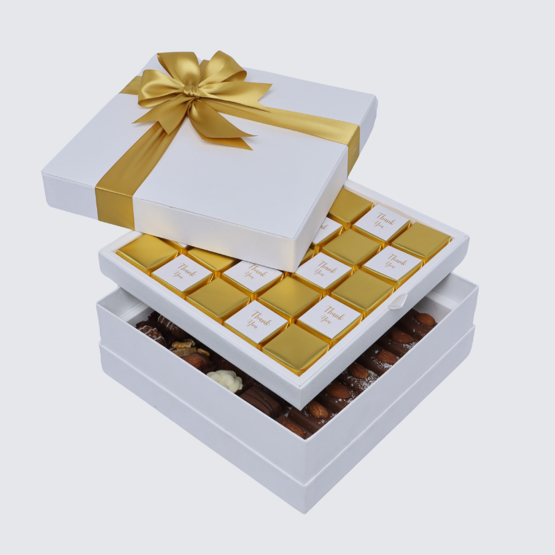 "Thank you" gold designed 2-layer chocolate hard box