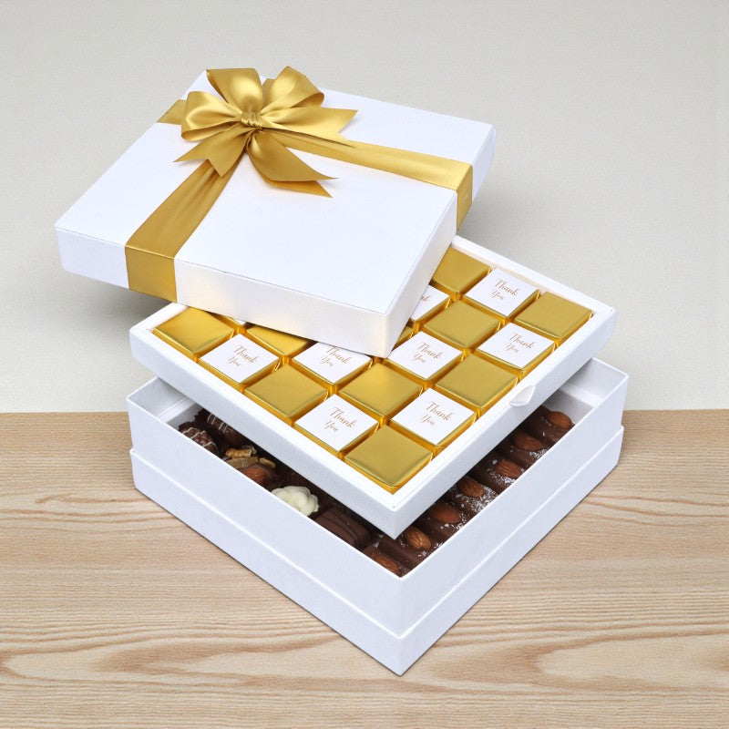 "Thank you" gold designed 2-layer premium chocolate hard box
