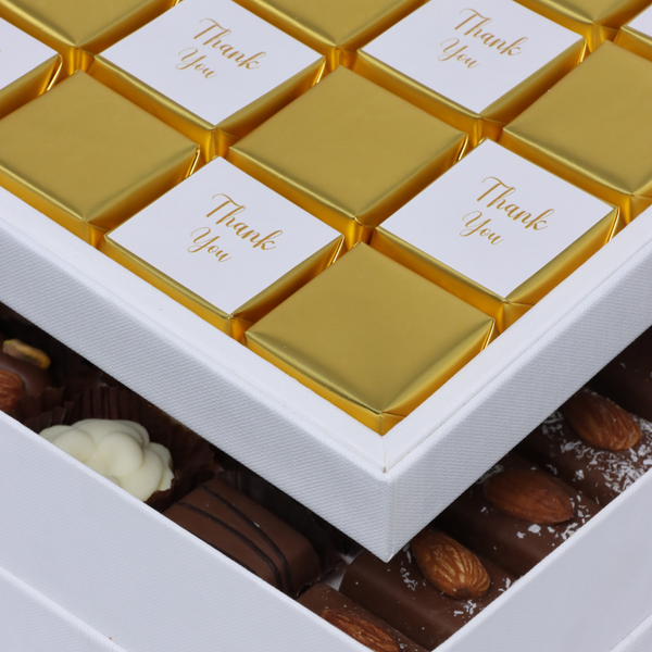 "Thank you" gold designed 2-layer premium chocolate hard box