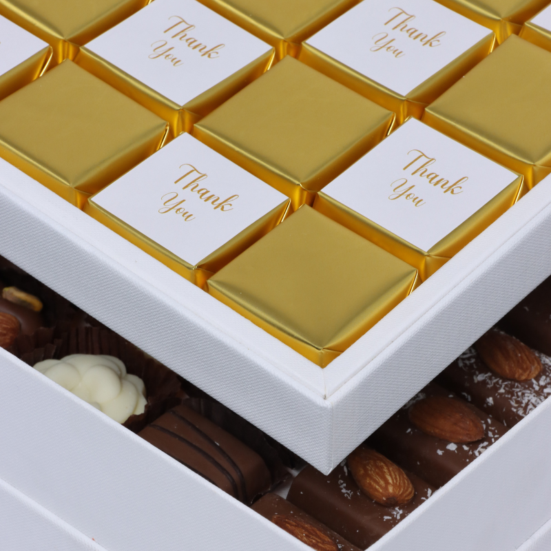 "Thank you" gold designed 2-layer chocolate hard box