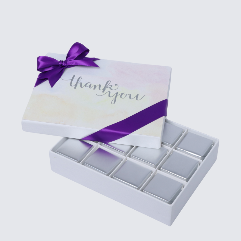 "Thank you" stain art designed 12-piece chocolate hard box