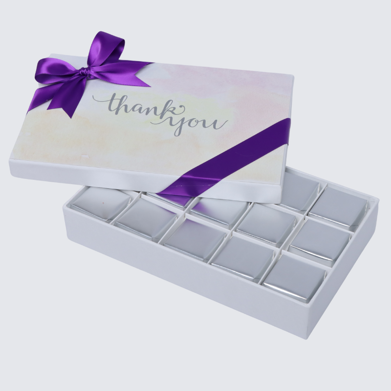 "Thank you" stain art designed 15-piece chocolate hard box