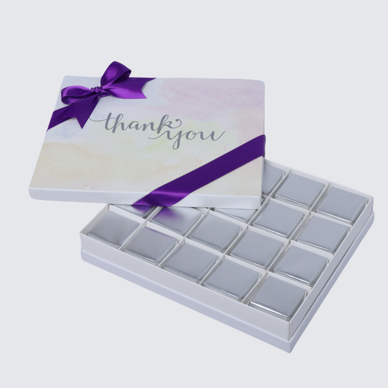 "THANK YOU" STAIN ART DESIGNED 20-PIECE CHOCOLATE HARD BOX