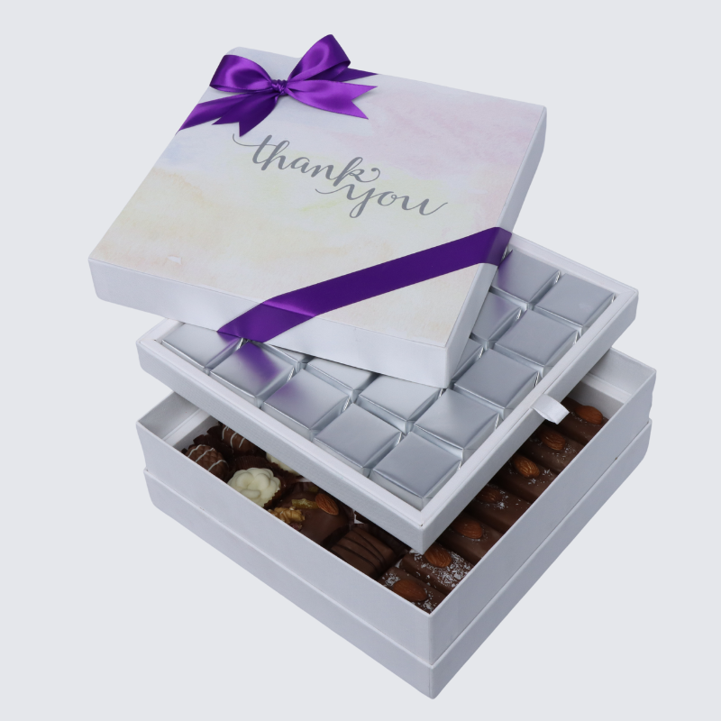 "Thank you" stain art designed 2-layer chocolate hard box