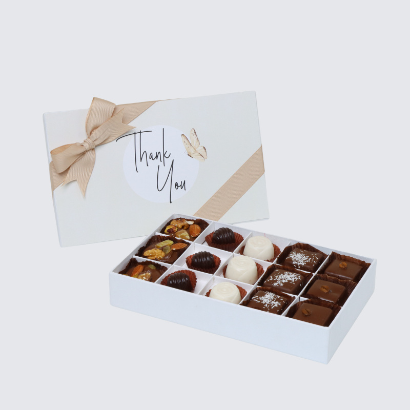 "Thank you" butterfly designed 15-piece chocolate hard box