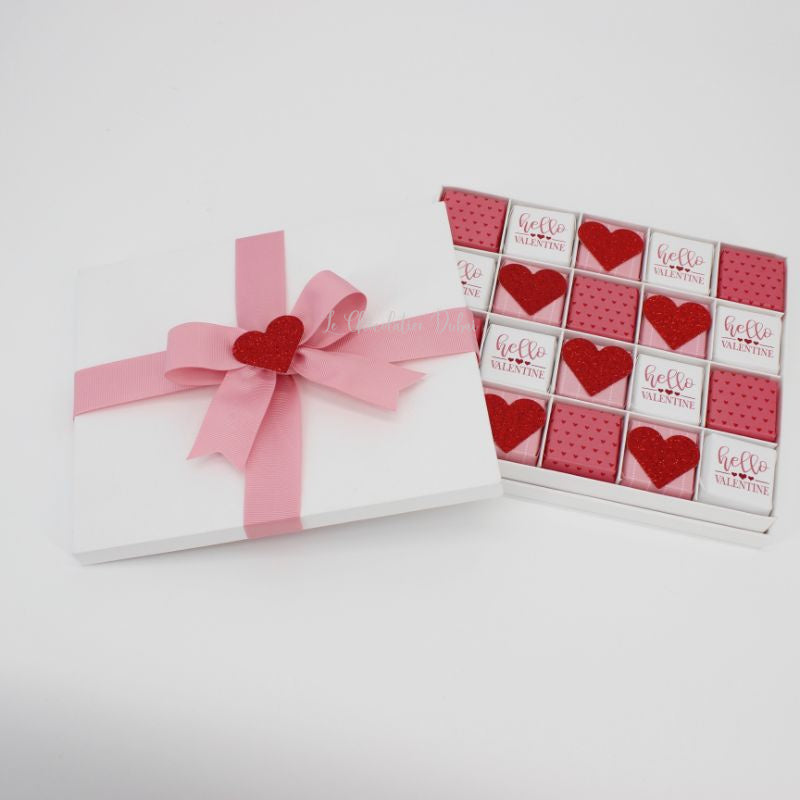 HELLO VALENTINE DESIGNED CHOCOLATE 20-PIECE HARD BOX