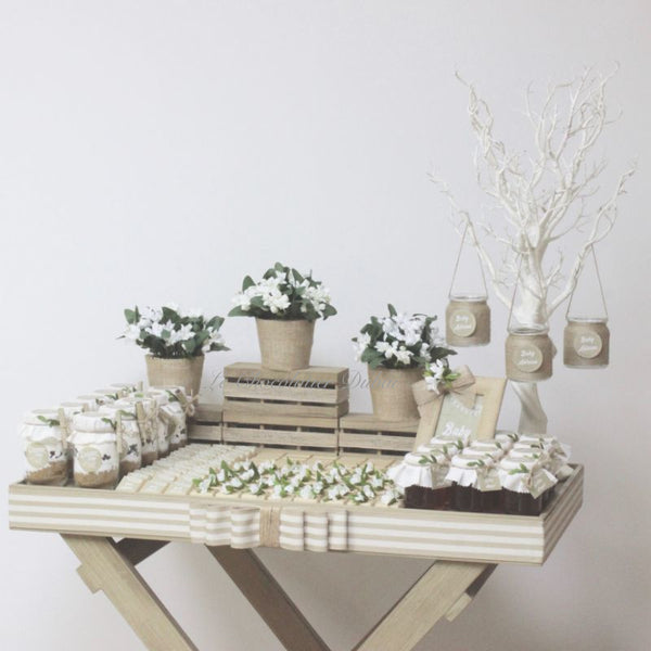 Baby rustic theme chocolate wood stand