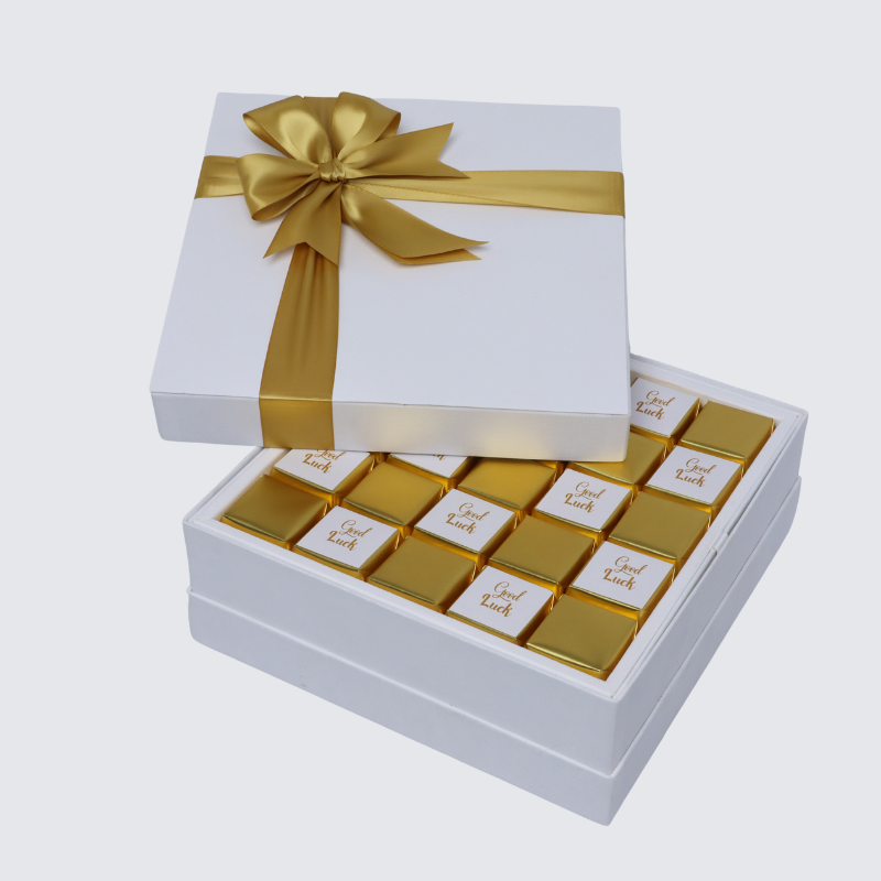 "GOOD LUCK" GOLD DESIGNED PREMIUM CHOCOLATE HARD BOX