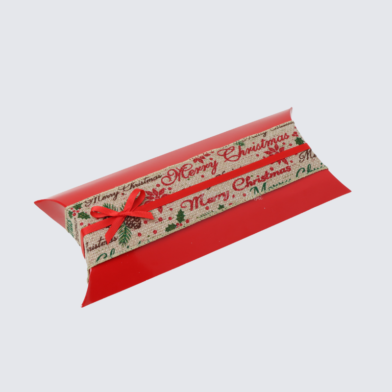 CHRISTMAS RIBBON DECORATED CHOCOLATE PILLOW BOX
