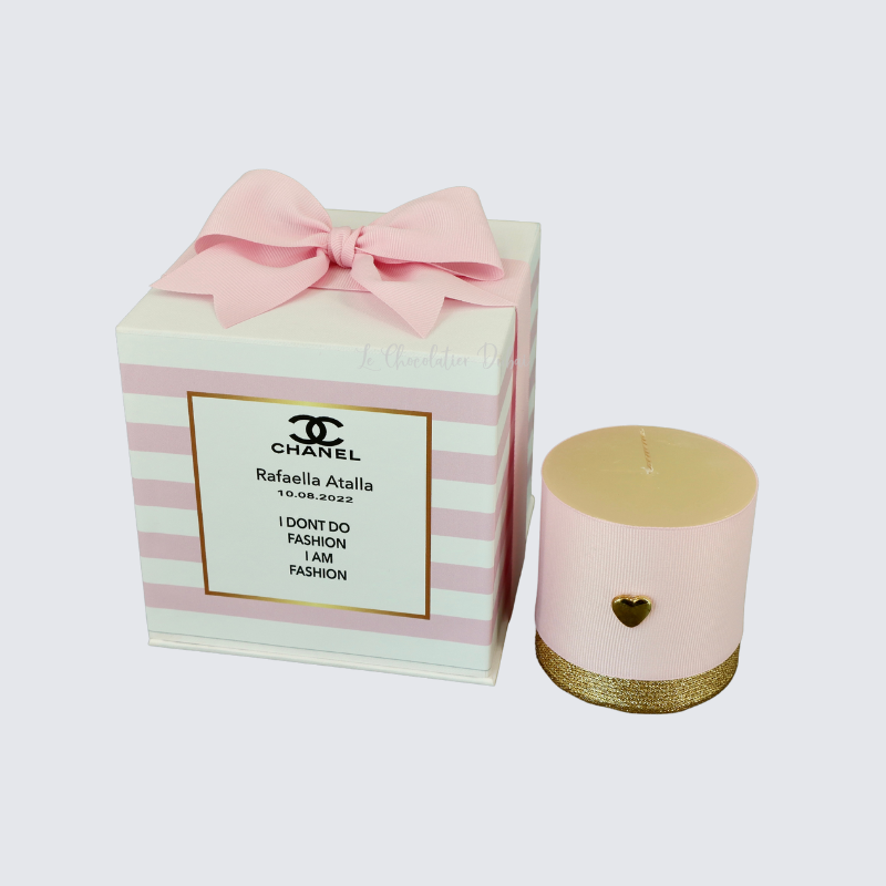 BABY COCO CHANEL DESIGNED DECORATED CANDLE HARD BOX