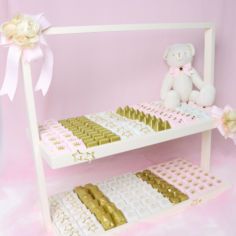 BABY GIRL "LITTLE PRINCESS" THEME DECORATED CHOCOLATE 2 LAYER TRAY
