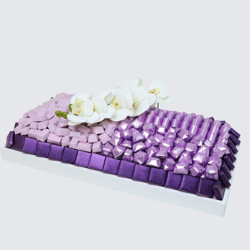 FLOWER DECORATED PREMIUM CHOCOLATE LEATHER TRAY